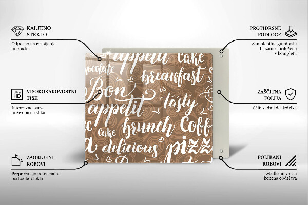 Chopping board Text Bon Appetit