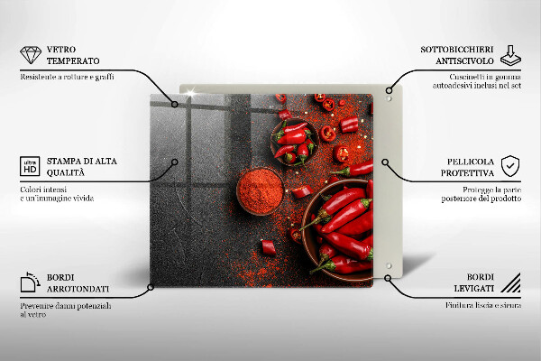 Chopping board Red chili peppers