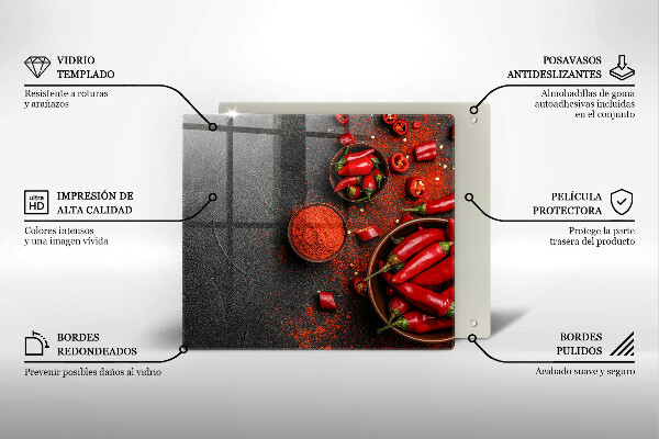 Chopping board Red chili peppers