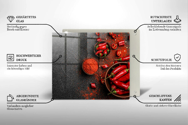 Chopping board Red chili peppers