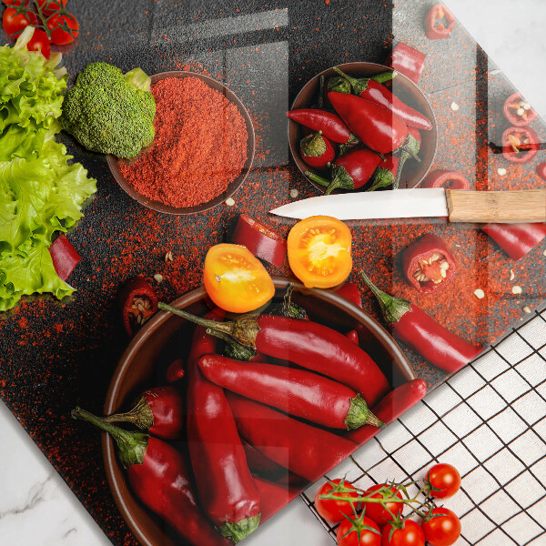 Chopping board Red chili peppers