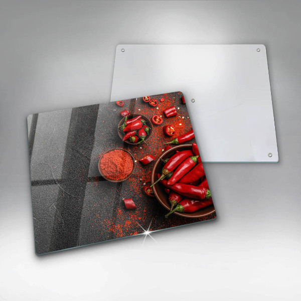 Chopping board Red chili peppers