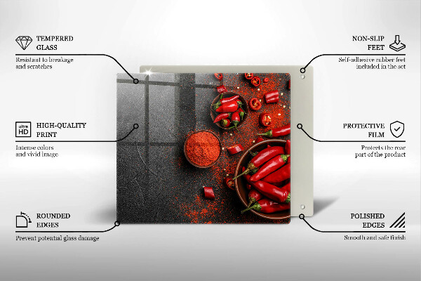Chopping board Red chili peppers