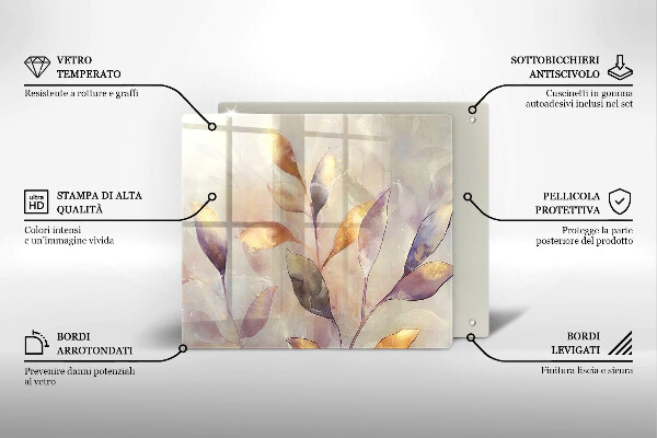 Chopping board Painted boho leaves