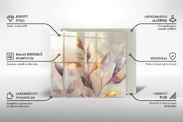 Chopping board Painted boho leaves