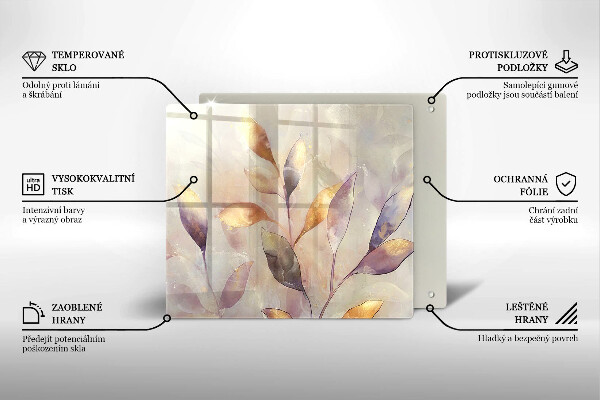 Chopping board Painted boho leaves