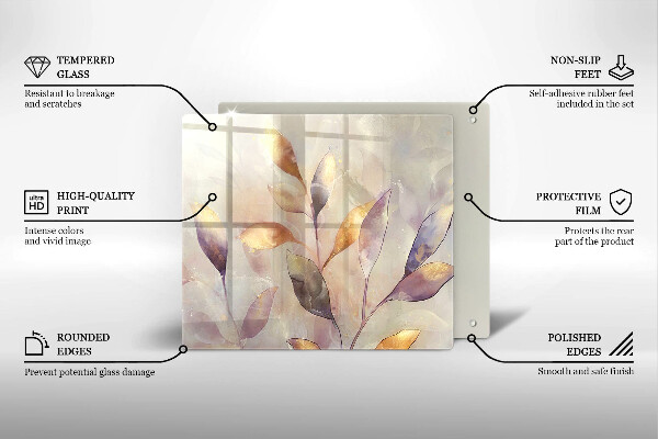 Chopping board Painted boho leaves