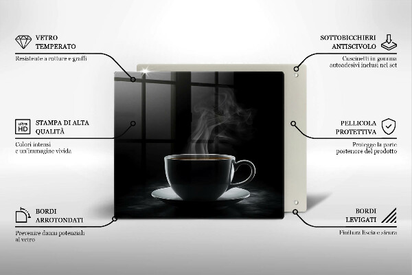 Chopping board Hot cup of coffee