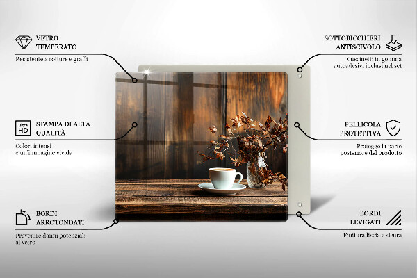 Chopping board Coffee cup and wood