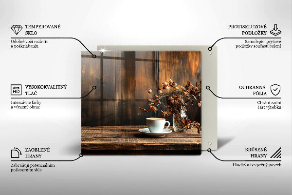 Chopping board Coffee cup and wood