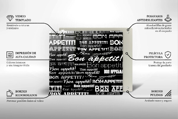 Chopping board Kitchen text Bon Appetit