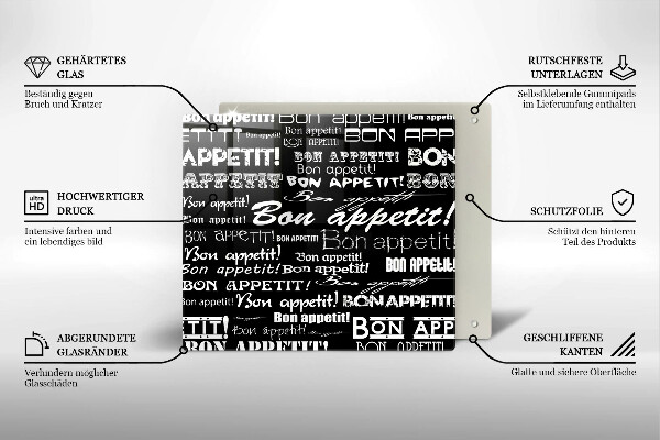 Chopping board Kitchen text Bon Appetit