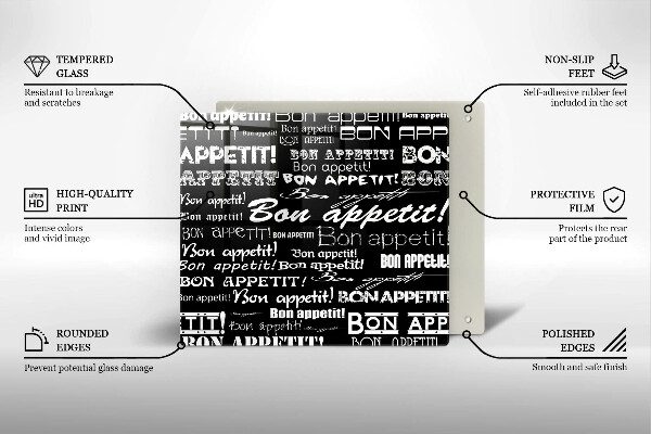 Chopping board Kitchen text Bon Appetit