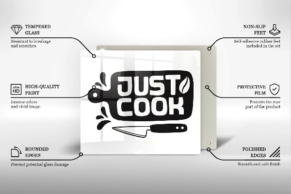 Chopping board Kitchen inscription Just Cook