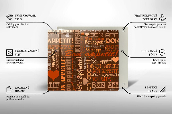 Chopping board Text Bon Appetit