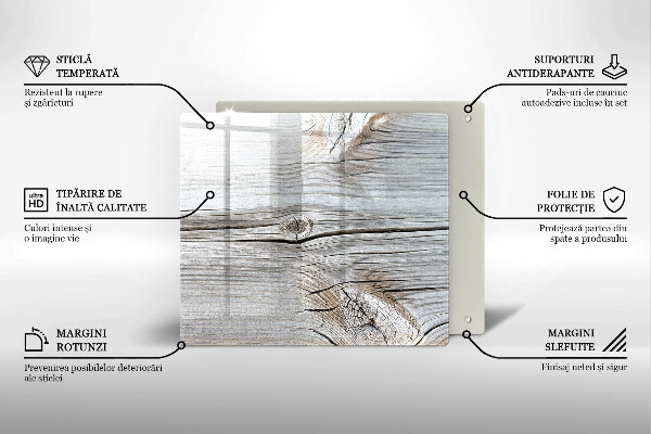 Glass worktop protector Bright wood structure