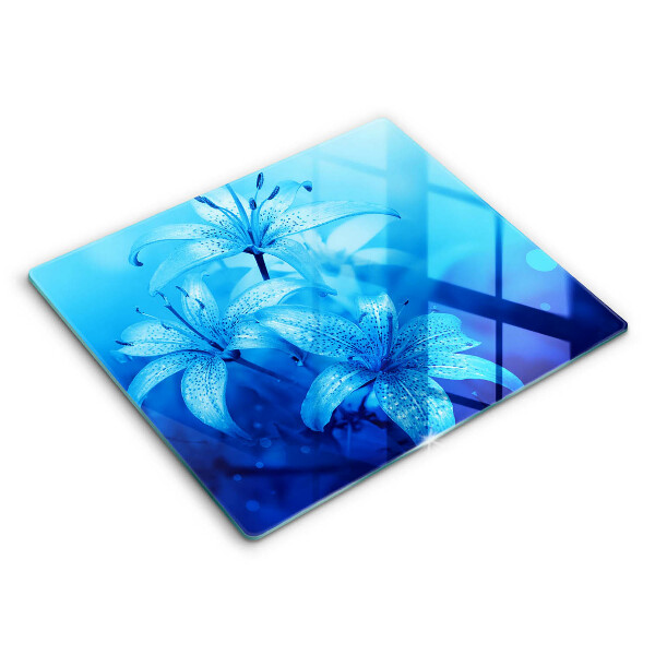 Glass worktop protector Blue flowers