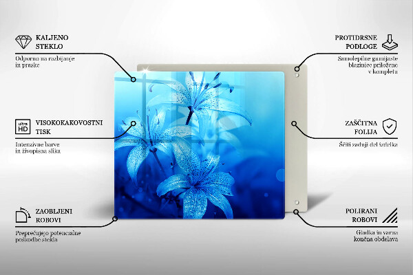 Glass worktop protector Blue flowers