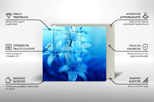 Glass worktop protector Blue flowers