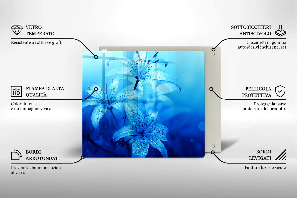 Glass worktop protector Blue flowers