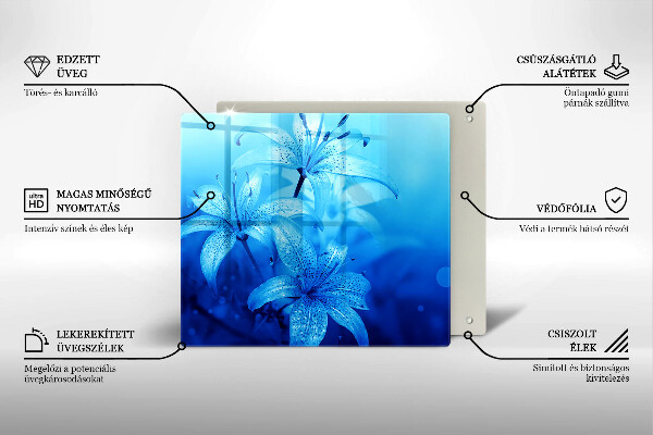 Glass worktop protector Blue flowers