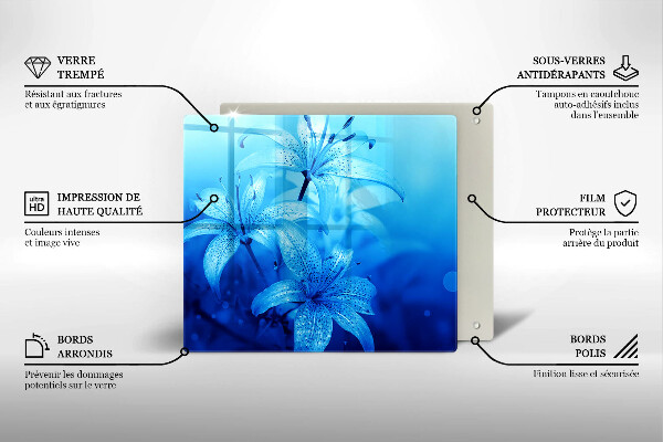 Glass worktop protector Blue flowers