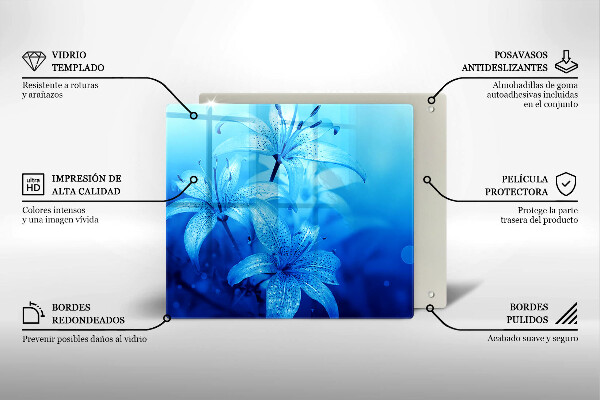 Glass worktop protector Blue flowers