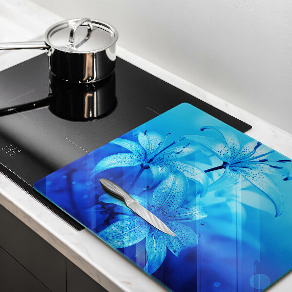 Glass worktop protector Blue flowers