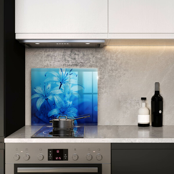 Glass worktop protector Blue flowers