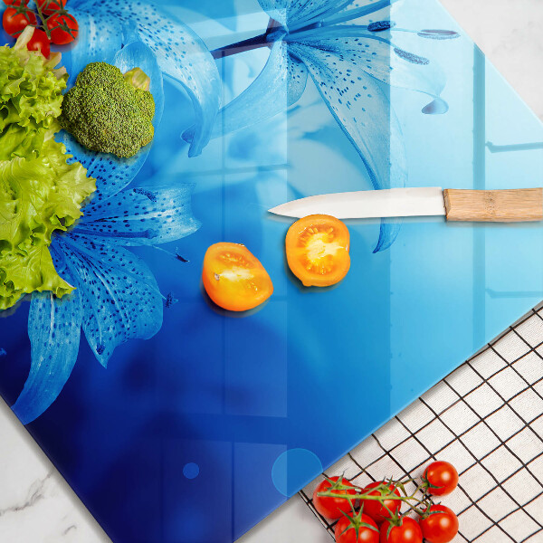 Glass worktop protector Blue flowers