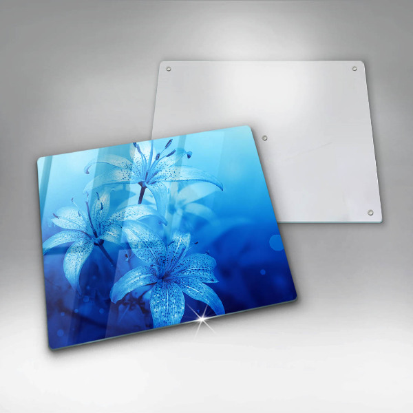 Glass worktop protector Blue flowers