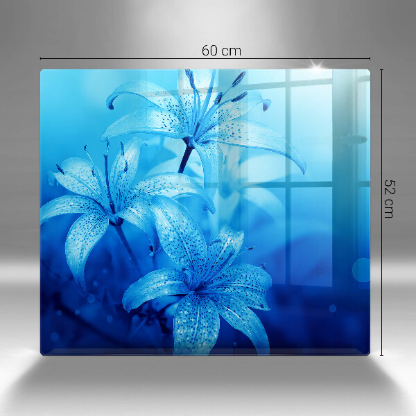 Glass worktop protector Blue flowers