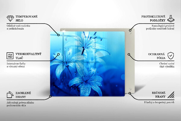 Glass worktop protector Blue flowers