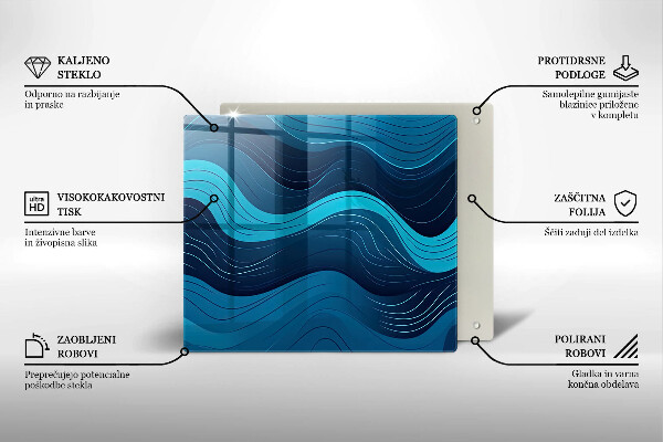 Glass worktop protector Abstract waves