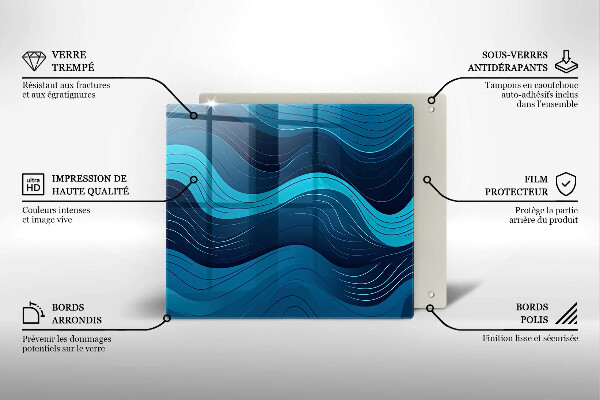 Glass worktop protector Abstract waves