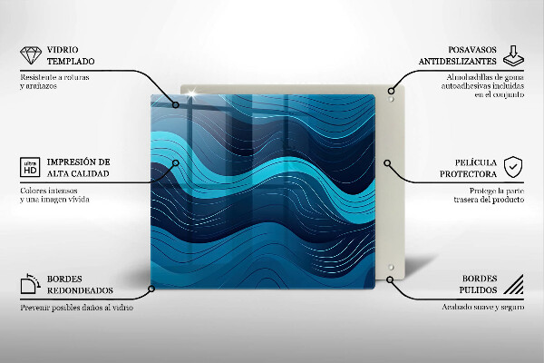 Glass worktop protector Abstract waves
