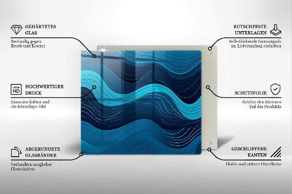Glass worktop protector Abstract waves