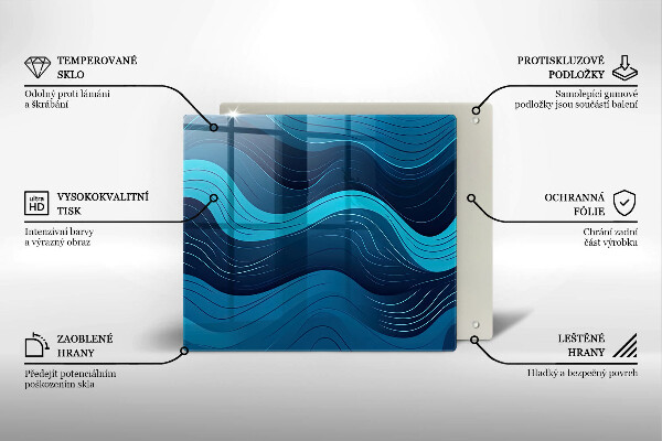 Glass worktop protector Abstract waves