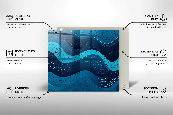 Glass worktop protector Abstract waves