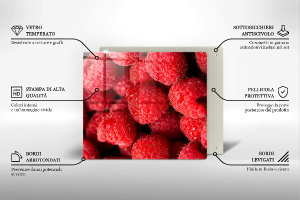 Glass worktop protector Raspberry fruit