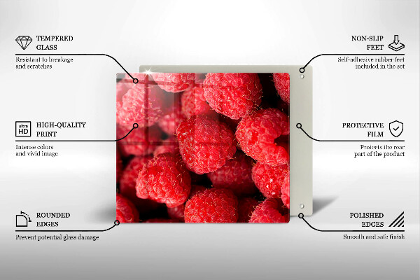 Glass worktop protector Raspberry fruit