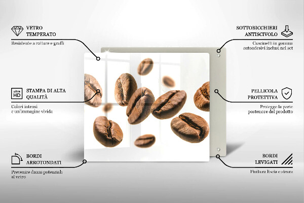 Glass worktop protector Coffee beans