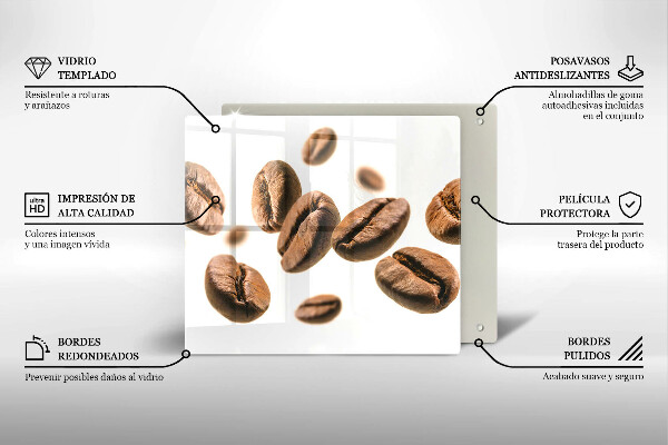 Glass worktop protector Coffee beans