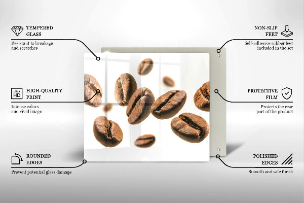 Glass worktop protector Coffee beans
