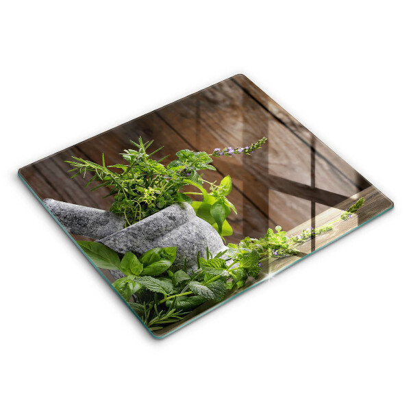 Glass worktop protector Green herbs