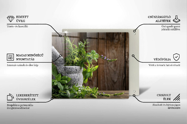 Glass worktop protector Green herbs