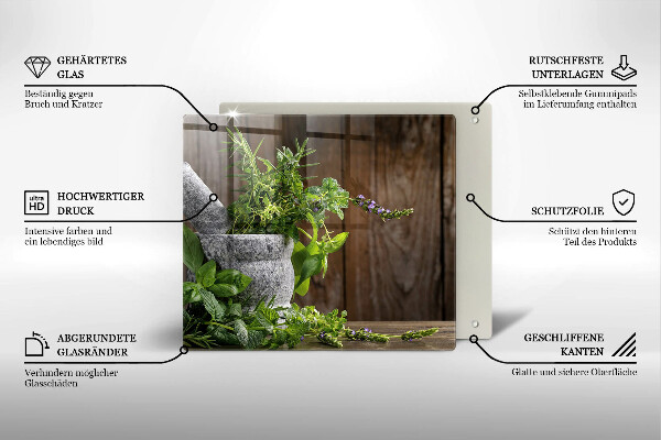 Glass worktop protector Green herbs