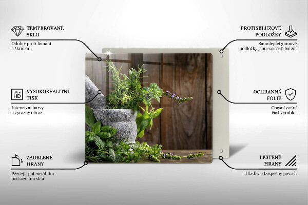 Glass worktop protector Green herbs