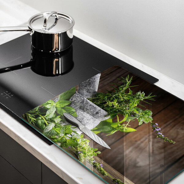 Glass worktop protector Green herbs