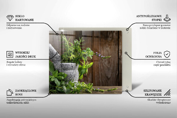 Glass worktop protector Green herbs